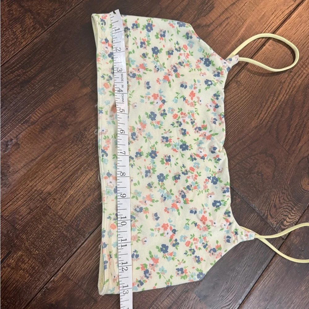 Anthropologie Floral Crop Cami Top in Yellow Straps Size L/XL - Picture 14 of 14